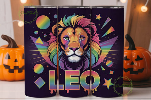 Rainbow Leo Zodiac 20oz Tumbler Wrap Sublimation PixelChick 