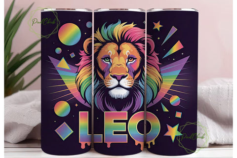 Rainbow Leo Zodiac 20oz Tumbler Wrap Sublimation PixelChick 