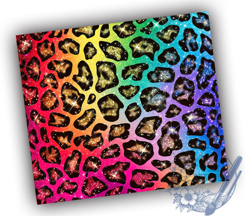 Rainbow Leopard 20oz Skinny Tumbler, Glitter Leopard Tumbler Png, Straight & Tapered Tumbler Wrap, Instant Digital Download Sublimation ToriDesigns 