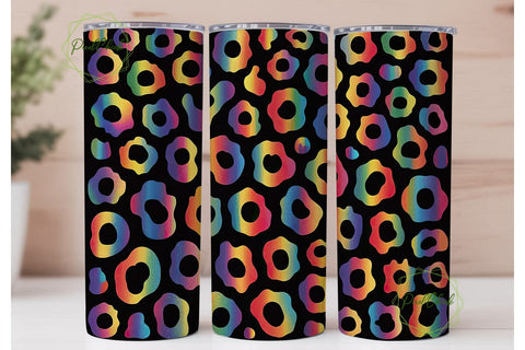 Rainbow Leopard 20oz Tumbler Wrap Sublimation PixelChick 