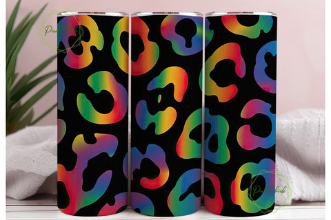 Rainbow Leopard 20oz Tumbler Wrap Sublimation PixelChick 