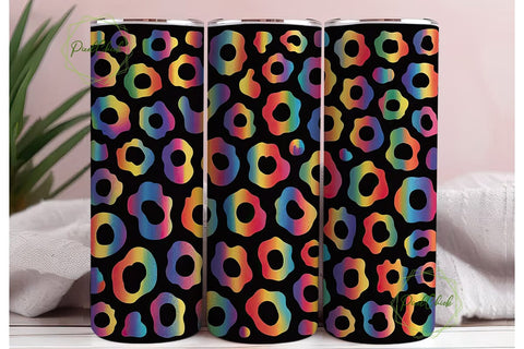 Rainbow Leopard 20oz Tumbler Wrap Sublimation PixelChick 