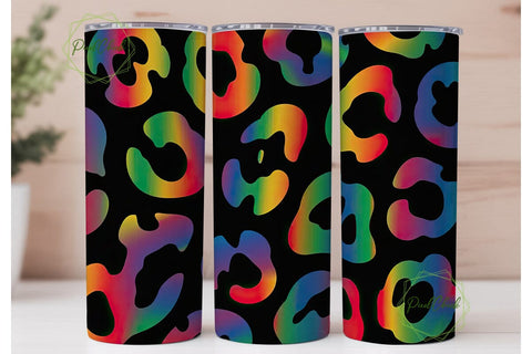Rainbow Leopard 20oz Tumbler Wrap Sublimation PixelChick 
