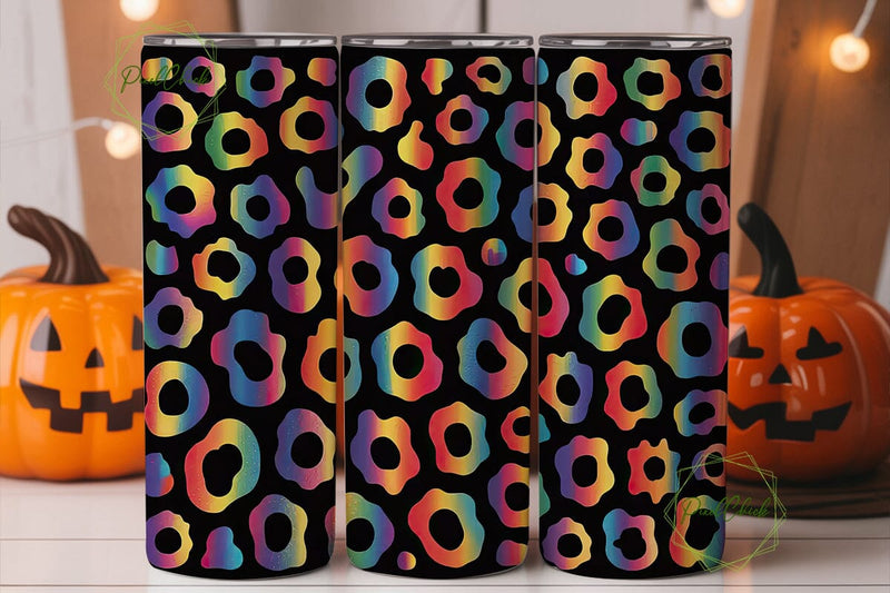 Rainbow Leopard 20oz Tumbler Wrap Sublimation PixelChick 