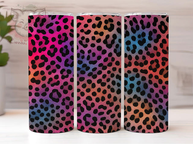 Rainbow Leopard Colorful Funky Tumbler Wrap, Colorful Animal Print, Leopard Tumbler Design, 20oz Sublimation PNG, Bright Cheetah Wrap, Funky Leopard Print, Rainbow Tumbler PNG Sublimation Lara' s Designs 