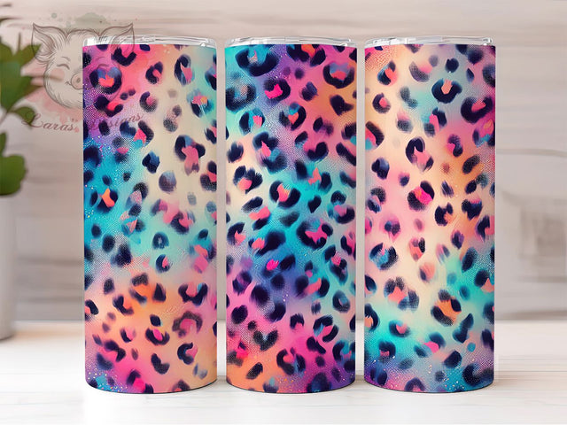 Rainbow Leopard Colorful Funky Tumbler Wrap, Colorful Animal Print, Leopard Tumbler Design, 20oz Sublimation PNG, Bright Cheetah Wrap, Funky Leopard Print, Rainbow Tumbler PNG Sublimation Lara' s Designs 
