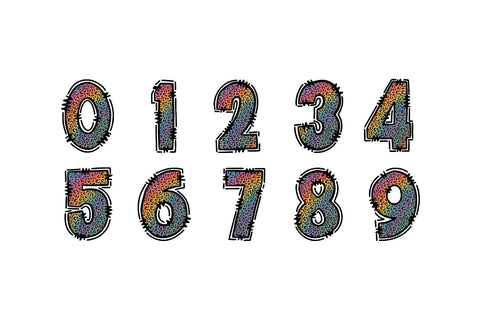 Rainbow Leopard Doodle Alphabet PNG Letters Sublimation BijouBay 