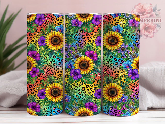 Rainbow Leopard Floral 20oz Tumbler, Rainbow Leopard PNG, Leopard Floral PNG, Rainbow Floral PNG, Floral Tumbler, Leopard Tumbler, Rainbow Tumbler, 20oz Tumbler Wrap Sublimation Li Zamperini 