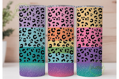 Rainbow Leopard Glitter 20oz Tumbler Sublimation PixelChick 