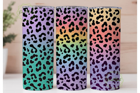 Rainbow Leopard Glitter 20oz Tumbler Sublimation PixelChick 