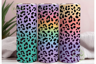 Rainbow Leopard Glitter 20oz Tumbler Sublimation PixelChick 