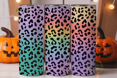 Rainbow Leopard Glitter 20oz Tumbler Sublimation PixelChick 