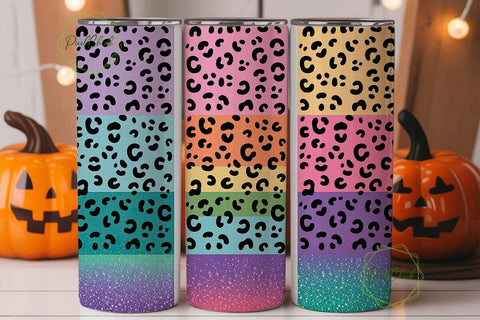 Rainbow Leopard Glitter 20oz Tumbler Sublimation PixelChick 