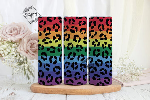 Rainbow Leopard Gradient Tumbler Wrap Sublimation sassyprint 