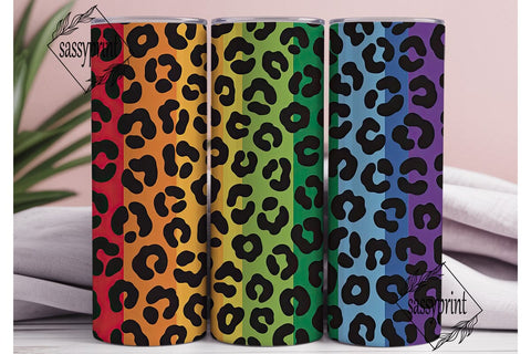 Rainbow Leopard Gradient Tumbler Wrap Sublimation sassyprint 
