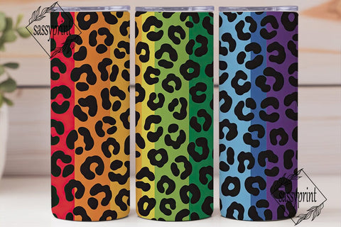 Rainbow Leopard Gradient Tumbler Wrap Sublimation sassyprint 