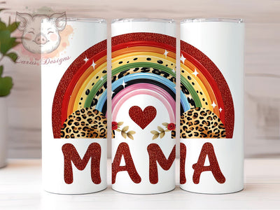 Rainbow Leopard Mama 20oz Tumbler Png, Straight & Tapered Tumbler Png, Mama Glitter Tumbler Png, Digital Download PNG Sublimation Lara' s Designs 