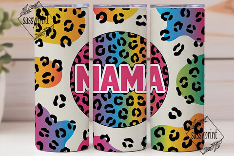Rainbow Leopard Mama 20oz Tumbler Wrap Sublimation sassyprint 