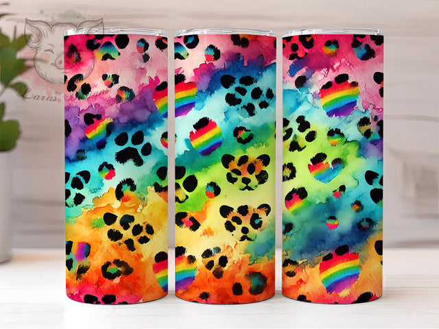 Rainbow Leopard Print 20oz Tumbler Wrap, Colorful Animal Print Design, 20oz Sublimation, Vibrant Tumbler Design, Exotic Pattern Drinkware, Unique Gift Idea, Bold Leopard Print Sublimation Lara' s Designs 