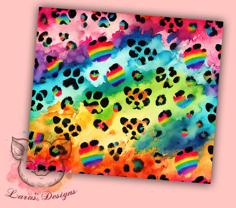 Rainbow Leopard Print 20oz Tumbler Wrap, Colorful Animal Print Design, 20oz Sublimation, Vibrant Tumbler Design, Exotic Pattern Drinkware, Unique Gift Idea, Bold Leopard Print Sublimation Lara' s Designs 