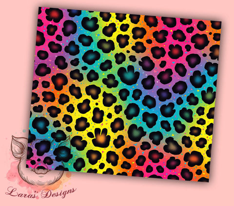 Rainbow Leopard Print 20oz Tumbler Wrap, Colorful Animal Print Design, 20oz Sublimation, Vibrant Tumbler Design, Exotic Pattern Drinkware, Unique Gift Idea, Bold Leopard Print Sublimation Lara' s Designs 