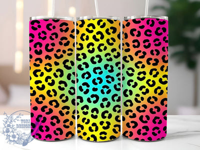 Rainbow Leopard Spots 20oz Tumbler, Rainbow Theme, Leopard Spots, Animal Print, Colorful Design, Wild Style, Skinny Tumbler, Sublimation PNG Sublimation ToriDesigns 