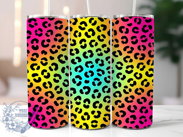 Rainbow Leopard Spots 20oz Tumbler, Rainbow Theme, Leopard Spots, Animal Print, Colorful Design, Wild Style, Skinny Tumbler, Sublimation PNG Sublimation ToriDesigns 