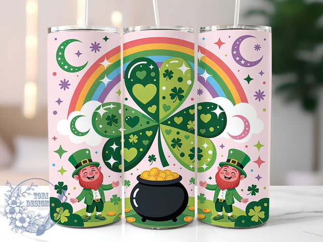Rainbow Leprechaun Shamrock Tumbler, Cute Leprechaun Tumbler, Stylish 20oz Wrap, Sublimation Design, Trendy Gift Idea, Irish Rainbow Wrap, St. Patrick’s Lucky Tumbler Sublimation ToriDesigns 