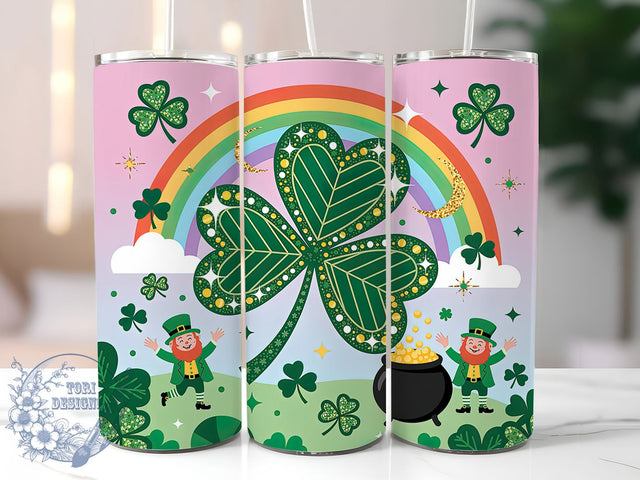 Rainbow Leprechaun Shamrock Tumbler, Cute Leprechaun Tumbler, Stylish 20oz Wrap, Sublimation Design, Trendy Gift Idea, Irish Rainbow Wrap, St. Patrick’s Lucky Tumbler Sublimation ToriDesigns 