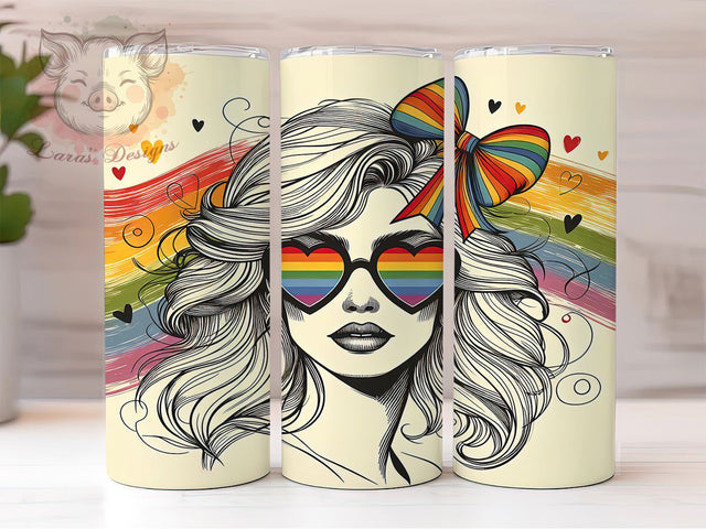 Rainbow Lesbian Pride Tumbler Wrap, LGBT Tumbler Wrap, 20oz Lesbian Wrap, Pride Month Tumbler, Sublimation Tumbler Design, Rainbow Lesbian Tumbler, Love Is Love Wrap Sublimation Lara' s Designs 