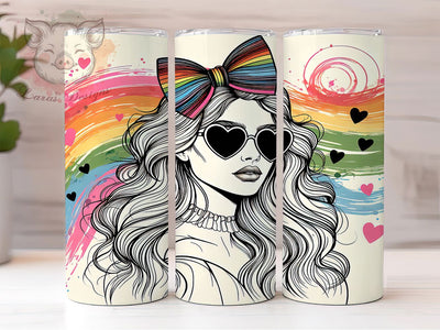 Rainbow Lesbian Pride Tumbler Wrap, LGBT Tumbler Wrap, 20oz Lesbian Wrap, Pride Month Tumbler, Sublimation Tumbler Design, Rainbow Lesbian Tumbler, Love Is Love Wrap Sublimation Lara' s Designs 