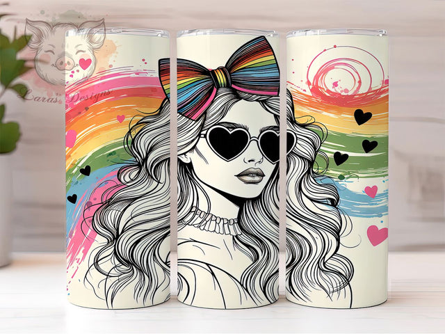 Rainbow Lesbian Pride Tumbler Wrap, LGBT Tumbler Wrap, 20oz Lesbian Wrap, Pride Month Tumbler, Sublimation Tumbler Design, Rainbow Lesbian Tumbler, Love Is Love Wrap Sublimation Lara' s Designs 