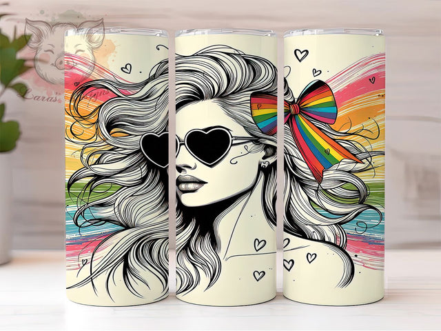 Rainbow Lesbian Pride Tumbler Wrap, LGBT Tumbler Wrap, 20oz Lesbian Wrap, Pride Month Tumbler, Sublimation Tumbler Design, Rainbow Lesbian Tumbler, Love Is Love Wrap Sublimation Lara' s Designs 