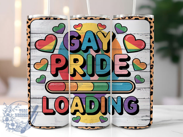 Rainbow LGBTQ Pride Loading Tumbler Wrap, Loading Pride Tumbler, Rainbow Loading Cup, LGBTQ Loading Tumbler, 20Oz Tumbler Wrap, Sublimation Pride Cup, Pride Loading Drinkware Sublimation ToriDesigns 