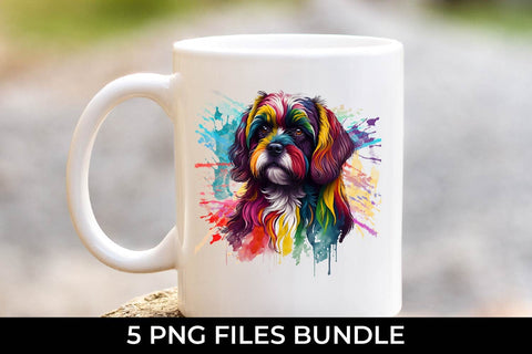 Rainbow Lhasa Apso Dog Watercolor Bundle Sublimation Free For Commercial Use Sublimation Sintegra 