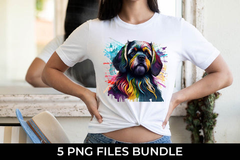 Rainbow Lhasa Apso Dog Watercolor Bundle Sublimation Free For Commercial Use Sublimation Sintegra 