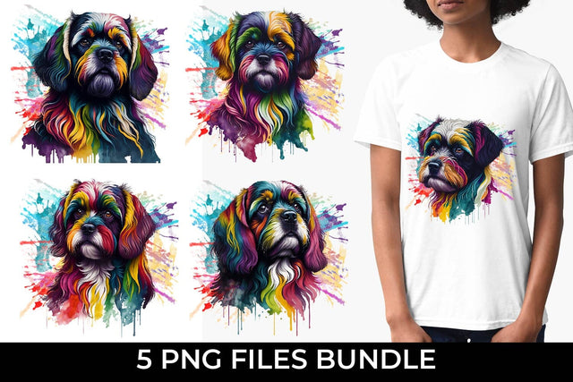 Rainbow Lhasa Apso Dog Watercolor Bundle Sublimation Free For Commercial Use Sublimation Sintegra 