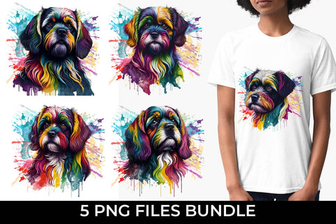 Rainbow Lhasa Apso Dog Watercolor Bundle Sublimation Free For Commercial Use Sublimation Sintegra 