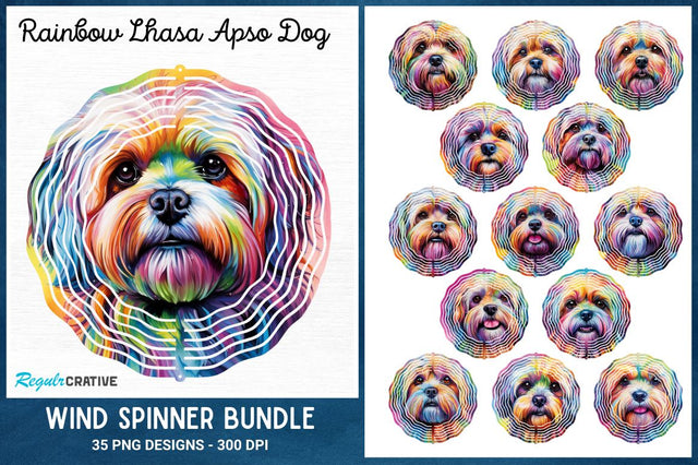 Rainbow Lhasa Apso Dog Wind Spinner Sublimation Bundle Sublimation Regulrcrative 