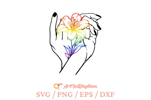 Rainbow Lily Svg, Gay Pride Svg, Pride Month Svg, Gay Svg, Flower Svg SVG Artinrhythm shop 