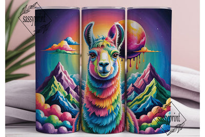 Rainbow Llama 20oz Tumbler Wrap Sublimation sassyprint 