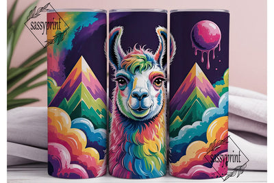 Rainbow Llama 20oz Tumbler Wrap Sublimation sassyprint 