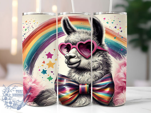 Rainbow Llama Pride Tumbler Wrap, LGBTQ+ Llama Wrap, Rainbow Llama Tumbler, 20oz Pride Month Design, Cute Llama Pride, Colorful Pride Tumbler, LGBTQ+ Animal Wrap Sublimation ToriDesigns 