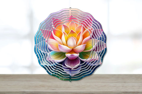 Rainbow Lotus Flowers Wind Spinner Sublimation Bundle Sublimation Regulrcrative 