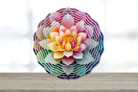 Rainbow Lotus Flowers Wind Spinner Sublimation Bundle Sublimation Regulrcrative 