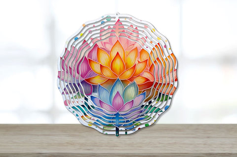 Rainbow Lotus Flowers Wind Spinner Sublimation Design Bundle Sublimation Regulrcrative 