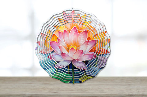 Rainbow Lotus Flowers Wind Spinner Sublimation Design Bundle Sublimation Regulrcrative 