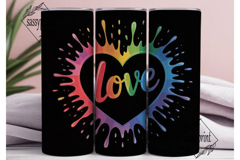 Rainbow Love Heart 20oz Tumbler Wrap Sublimation sassyprint 