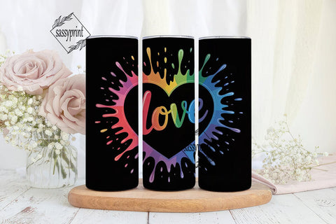 Rainbow Love Heart 20oz Tumbler Wrap Sublimation sassyprint 