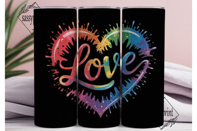 Rainbow Love Heart 20oz Tumbler Wrap Sublimation sassyprint 
